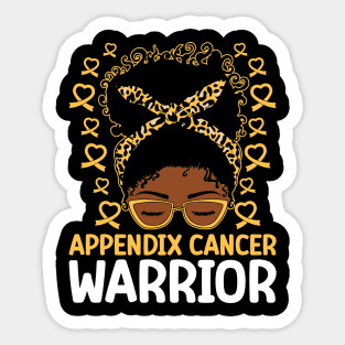 Afro Messy Bun Appendix Cancer Warrior Sticker